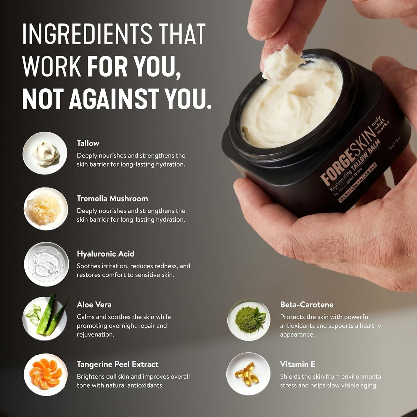 Forge Skin Beef Tallow Balm Moisturizer for Men Skin Care
